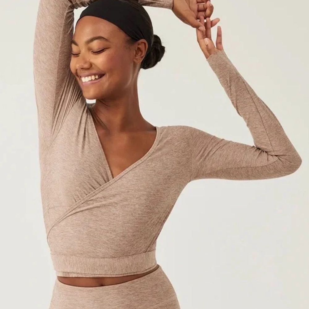 Outdoor Voices Tan Wrap Sweater